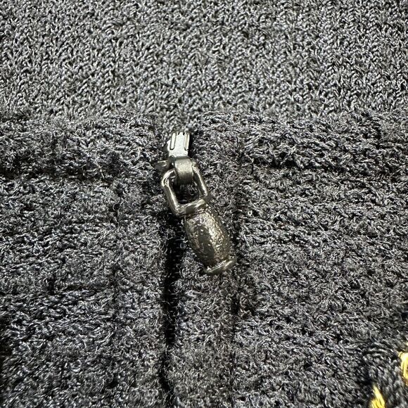 St John Collection By Marie Gray Knit Blazer Size 10 Black Gold Chain Zip Up - Picture 7 of 9